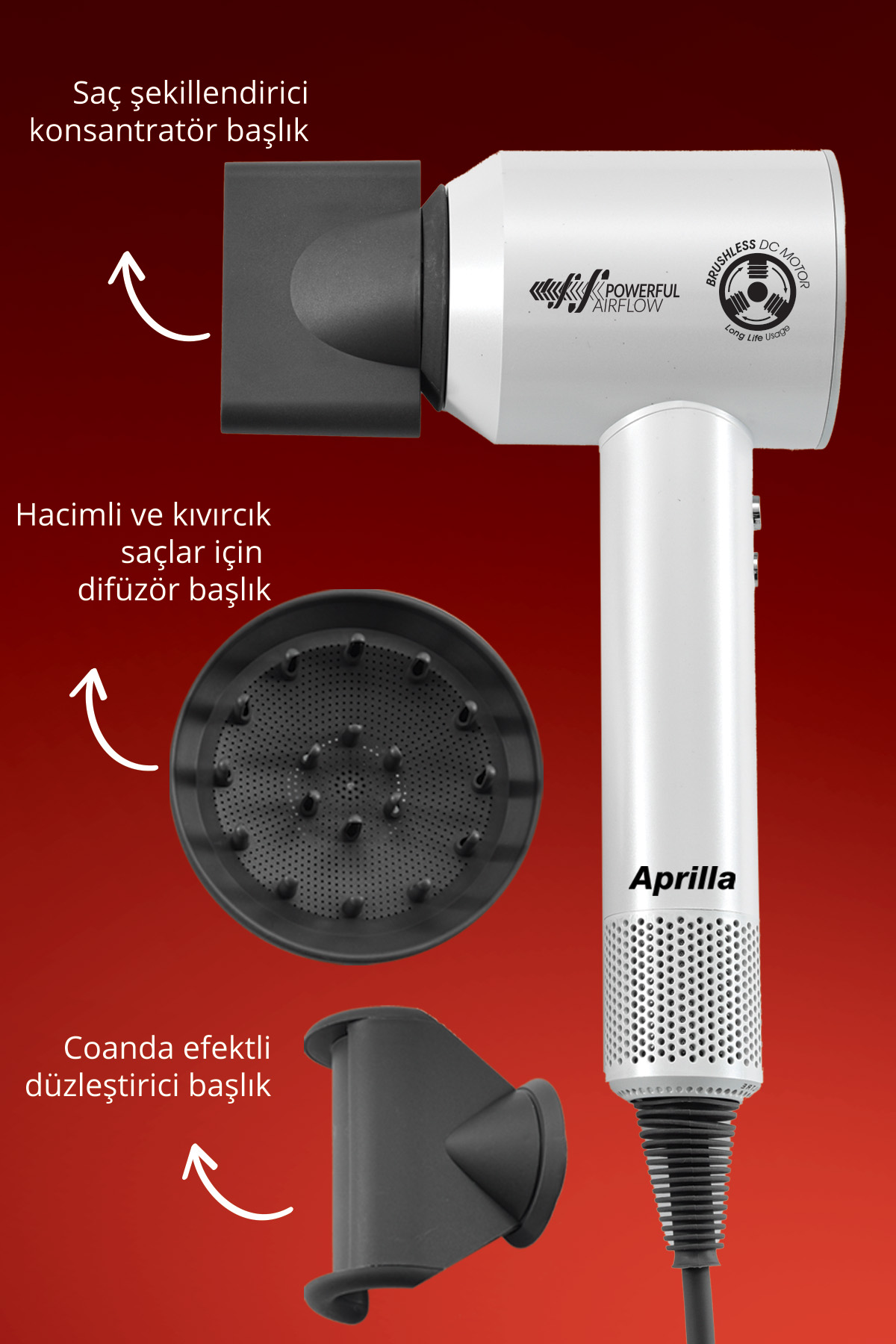 APRILLA AHD 2160 SAÇ KURUTMA MAKİNESİ BEYAZ