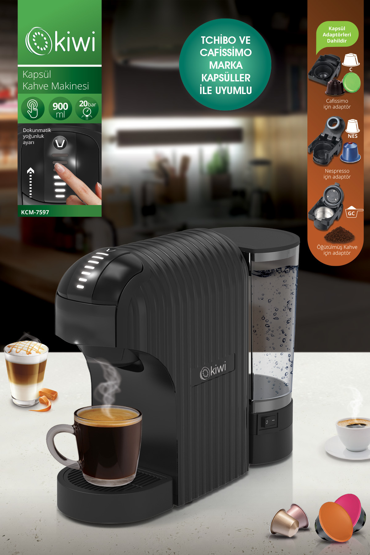 Kcm-7597 Multikapsül Kahve Makinesi Siyah Dolce Gusto/ Toz Kahve Ile Uyumlu