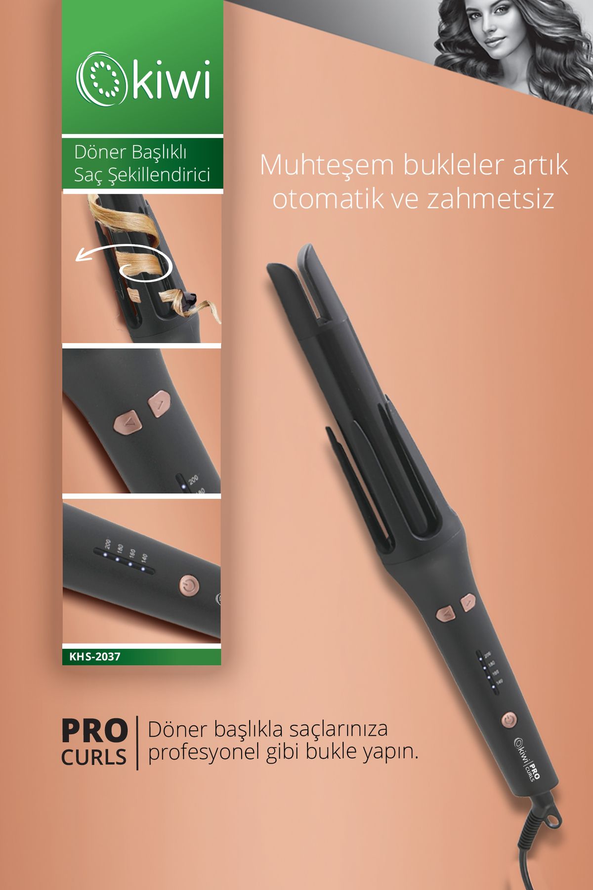 Khs-2037 Döner Başlıklı Saç Şekillendirici