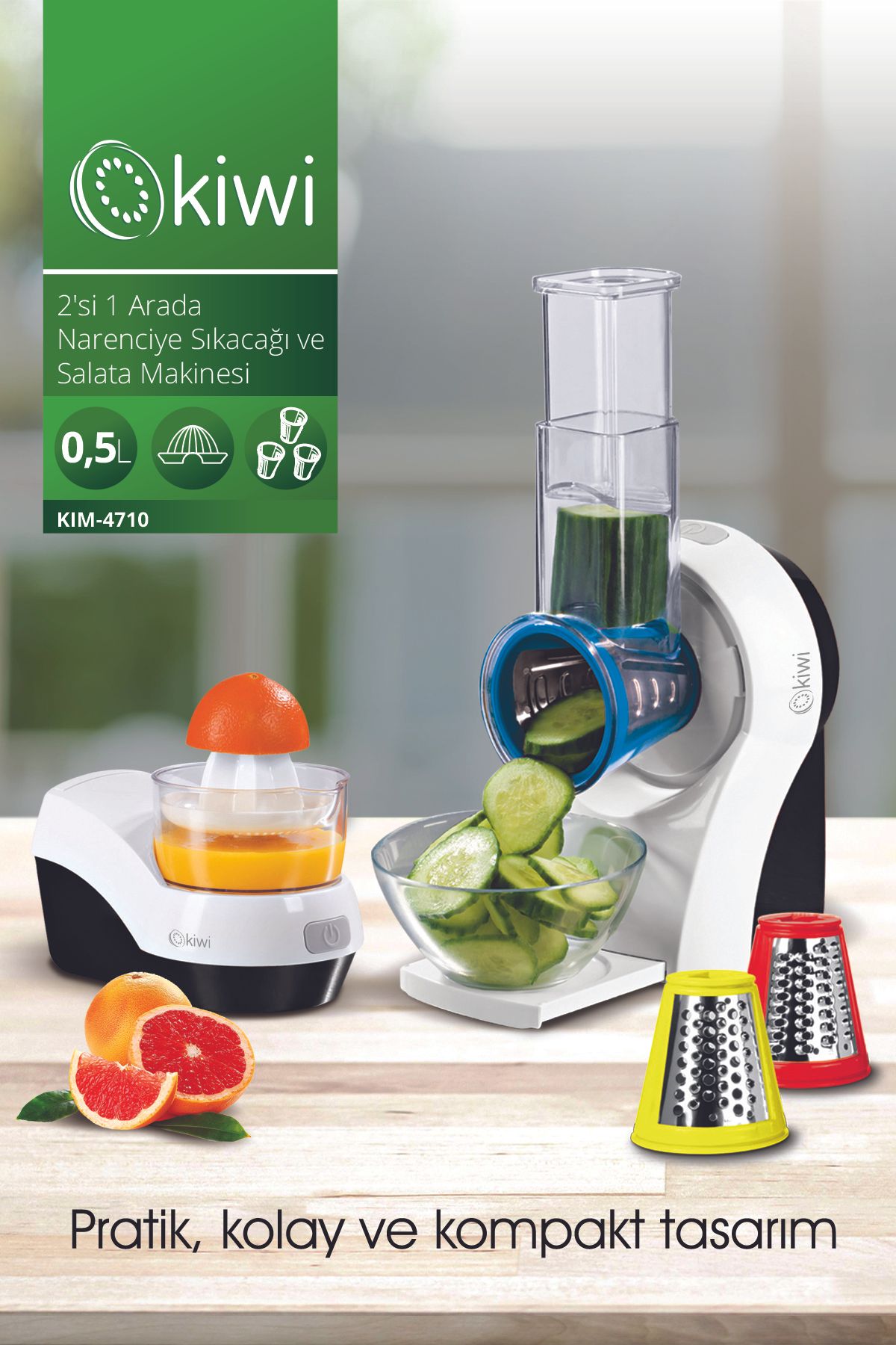 Kım-4710 2'si 1 Arada Narenciye Sıkacağı ve Salata Yapma Makinesi