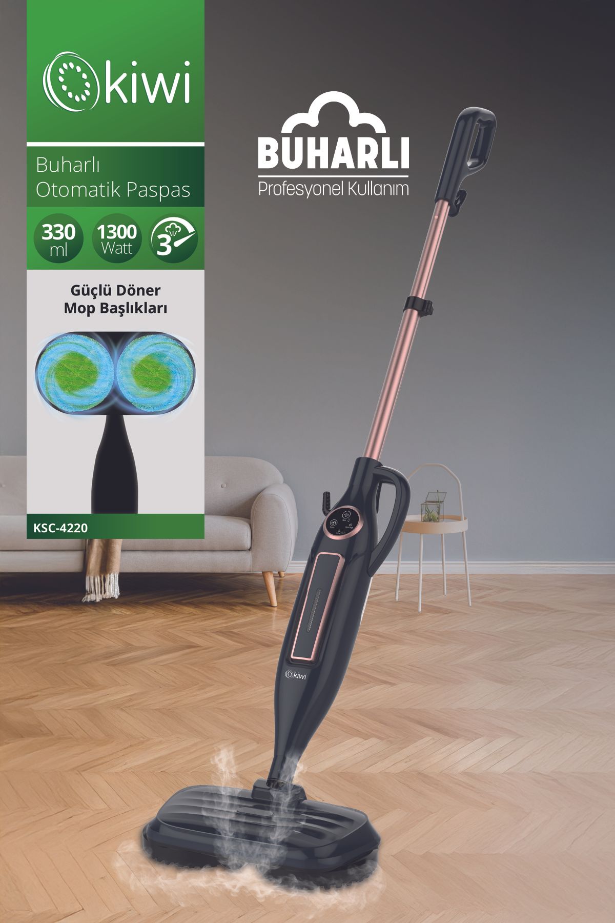 Ksc-4220 Çok Fonksiyonlu Ayarlanabilir Seviyeli 10 Aparatlı Dikey Buharlı Mop - Buharlı Temizleyici