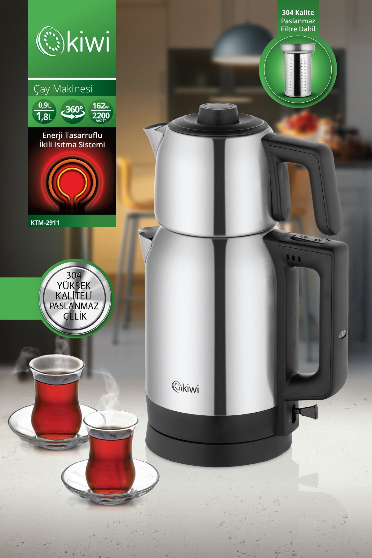 Ktm-2911 Paslanmaz Çelik Çay Makinesi, Inox Çaycı